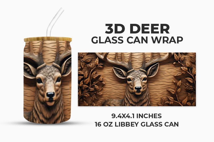 3D Deer Glass Can Wrap example image 1