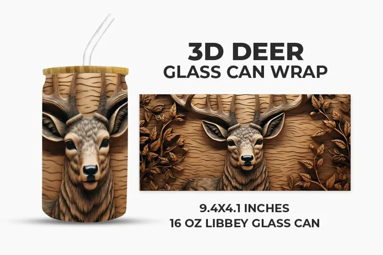 3D Deer Glass Can Wrap