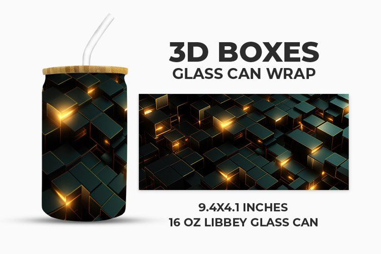 3D Boxes Glass Can Wrap example image 1