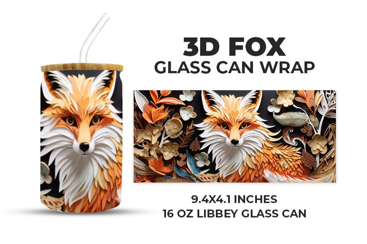 3D Fox Glass Can Wrap example image 1