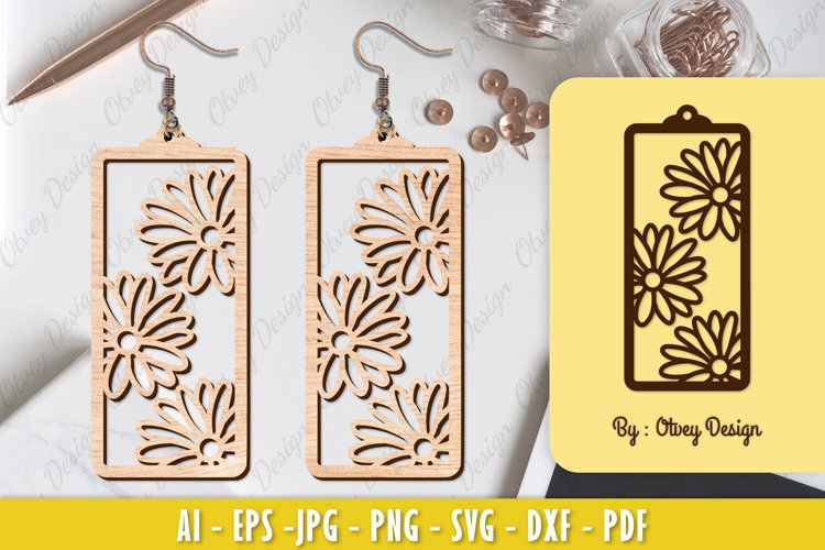 Flowers Earrings Laser Cut