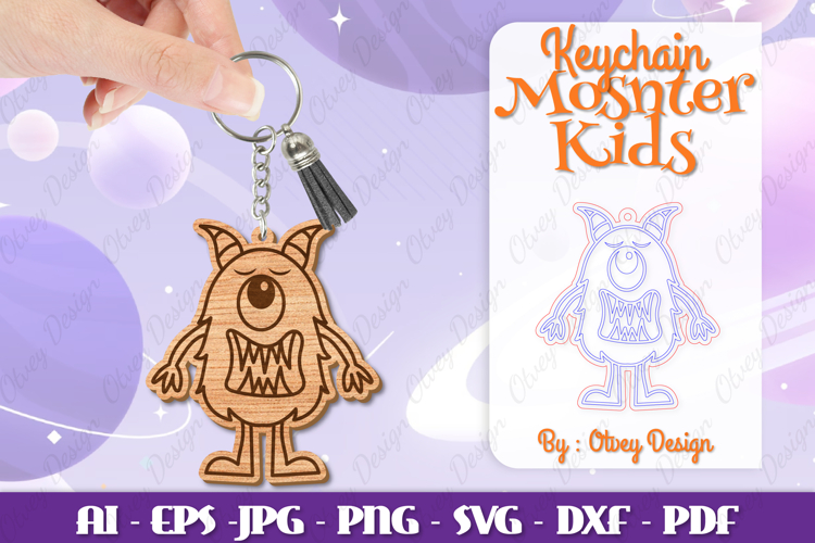 Monster Kids Keychain Lasercut