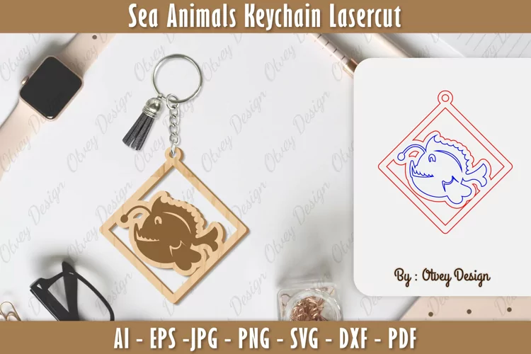 Keychain Sea Animals Lasercut SVG
