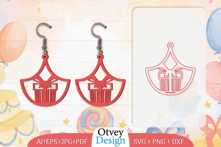 Earrings Valentine Lasercut, Earring Birthday Lasercut