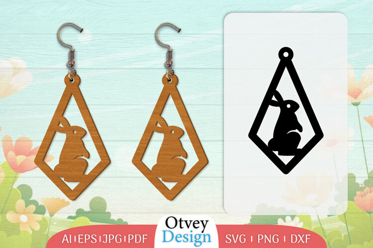 Earring Rabbit Lasercut | Happy Easter Lasercut example image 1