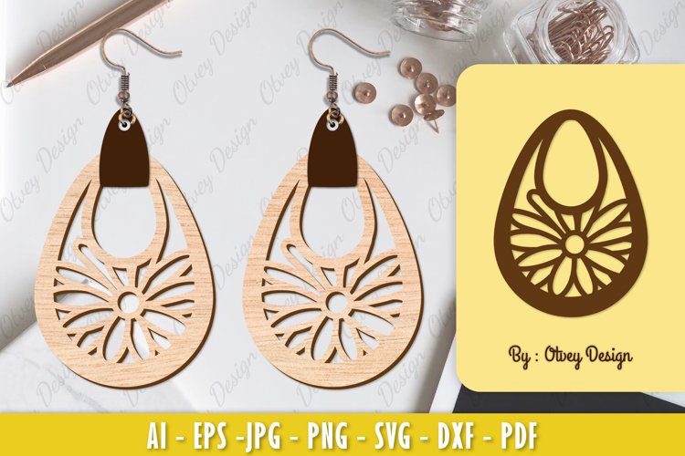 Flowers Earrings Laser Cut