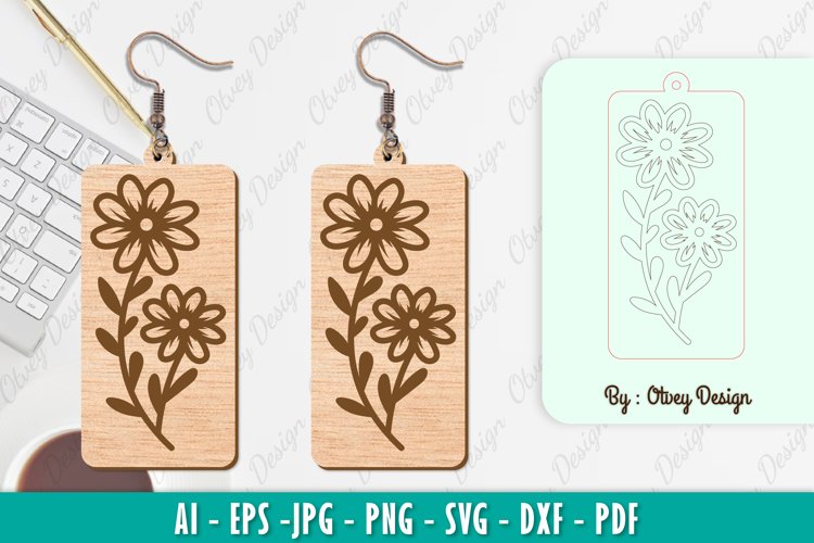 Flowers Earrings Laser Cut
