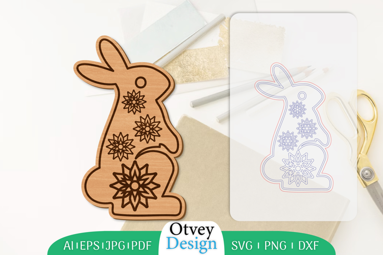 Bunny Flower Lasercut |Rabbit Lasercut File