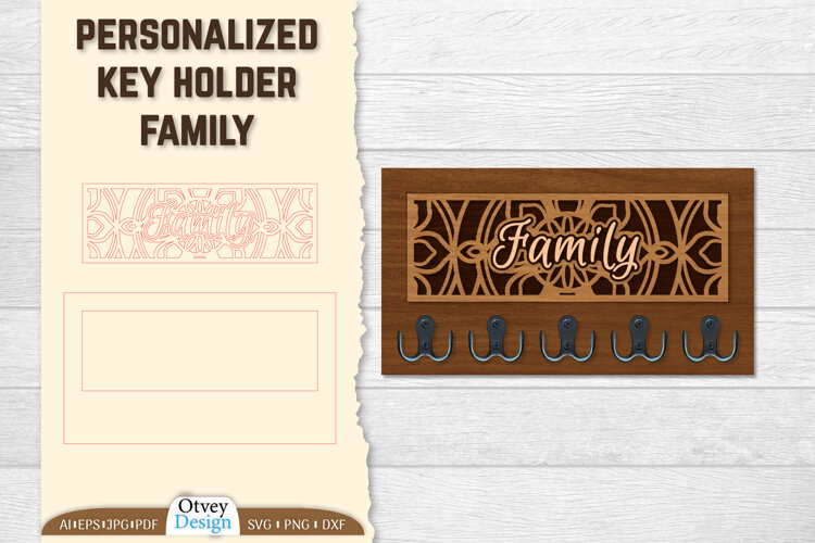 Personalized Key Holder lasercut example image 1