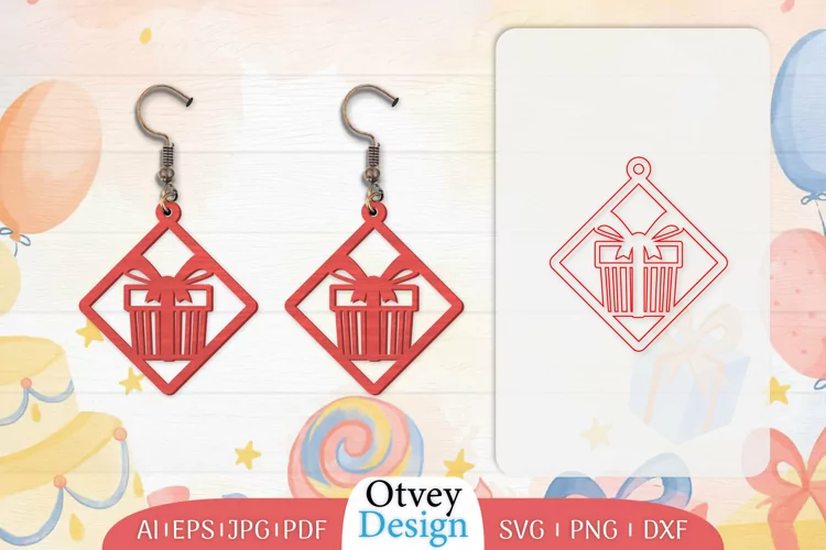 Earrings Valentine Lasercut, Earring Birthday Lasercut