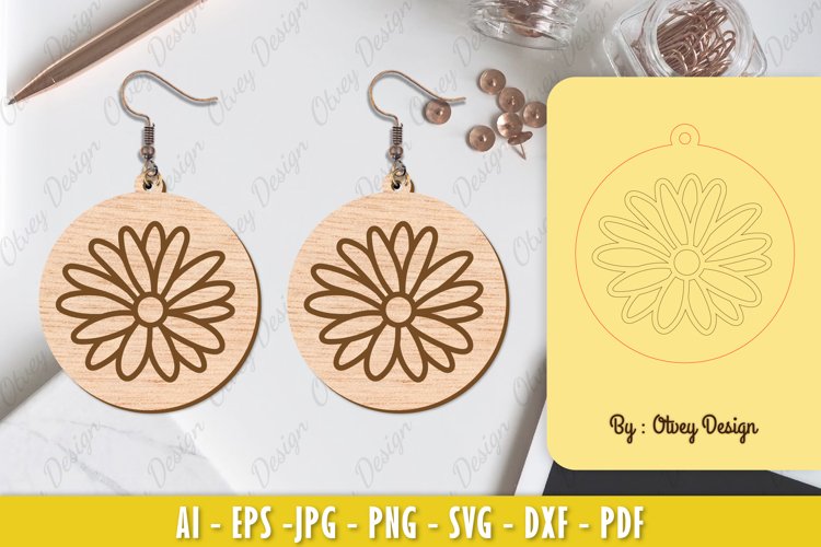 Flowers Earrings Laser Cut