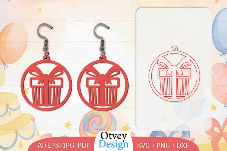 Earrings Valentine Lasercut, Earring Birthday Lasercut