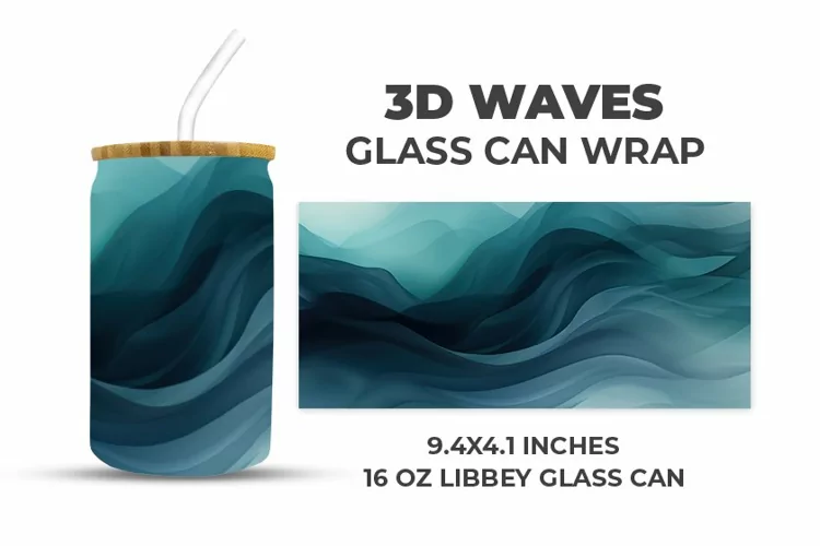 3D Waves Glass Can Wrap