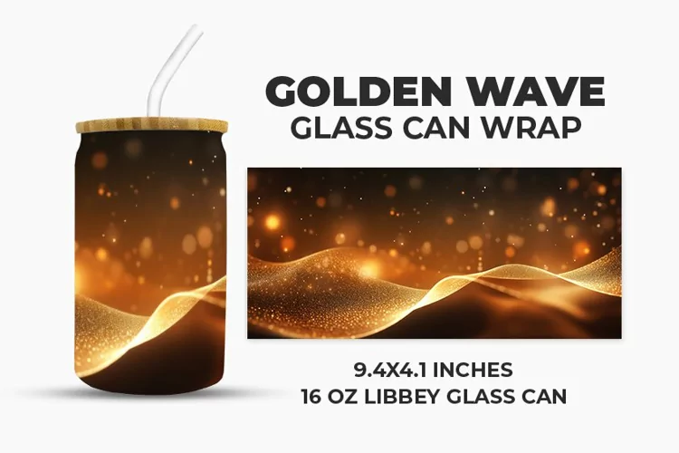 Golden Wave Glass Can Wrap