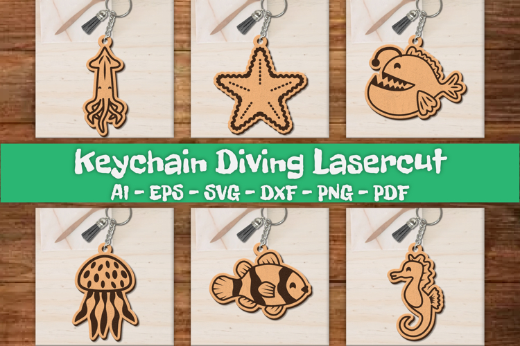 Keychain Sea Animals Lasercut BUNDLES