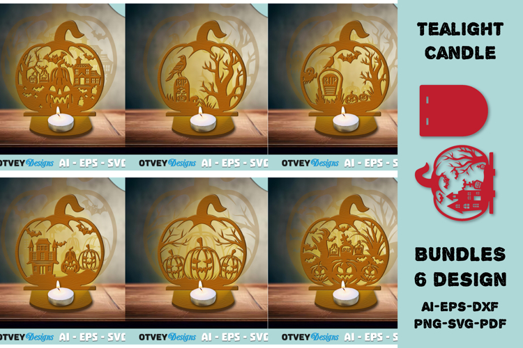 Halloween Tealight Candle Holder Laser Cut BUNDLES