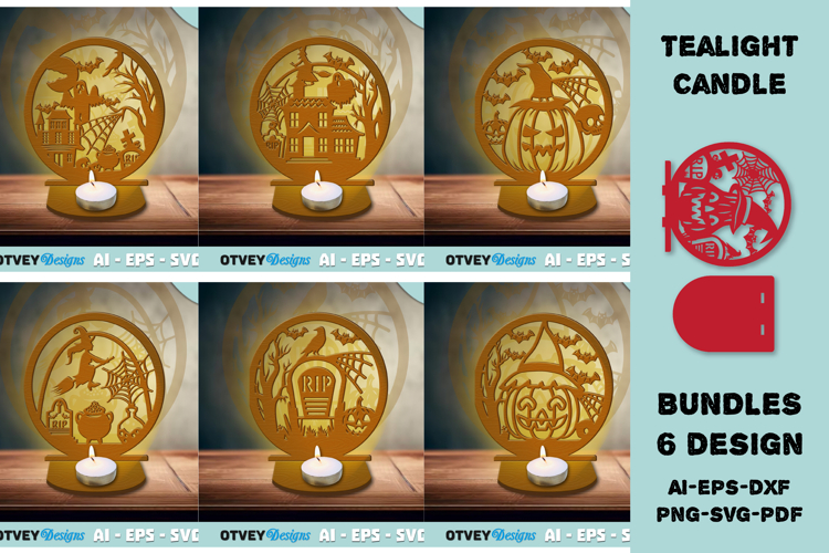Halloween Tealight Candle Holder Laser Cut BUNDLES