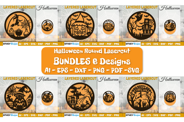 Halloween Round Layered Lasercut BUNDLES