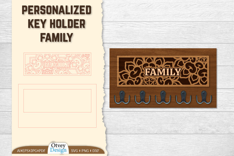 Personalized Key Holder lasercut example image 1