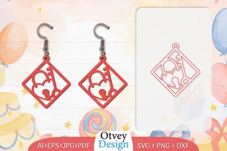 Earrings Valentine Lasercut, Earring Birthday Lasercut example image 1