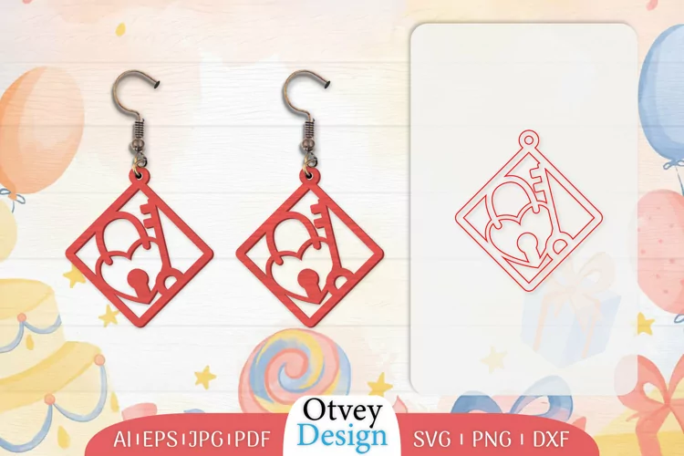 Earrings Valentine Lasercut, Earring Birthday Lasercut