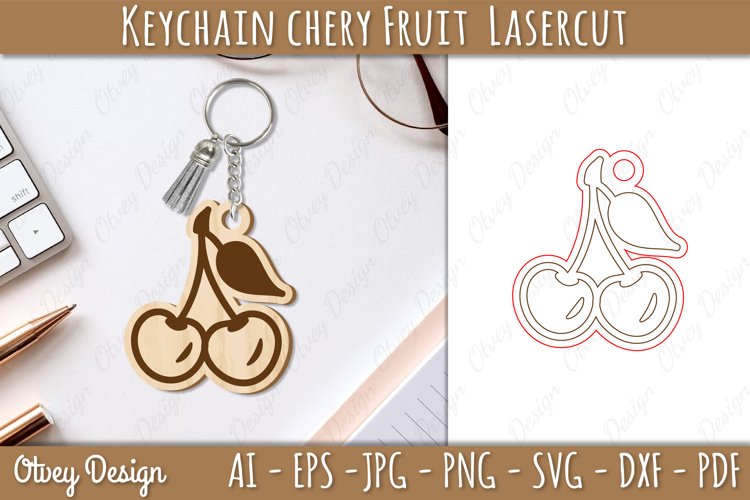 Keychain Chery Fruit Lasercut | Keychain SVG example image 1