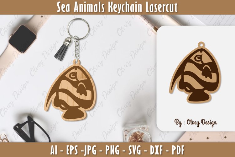 Keychain Sea Animals Lasercut SVG example image 1