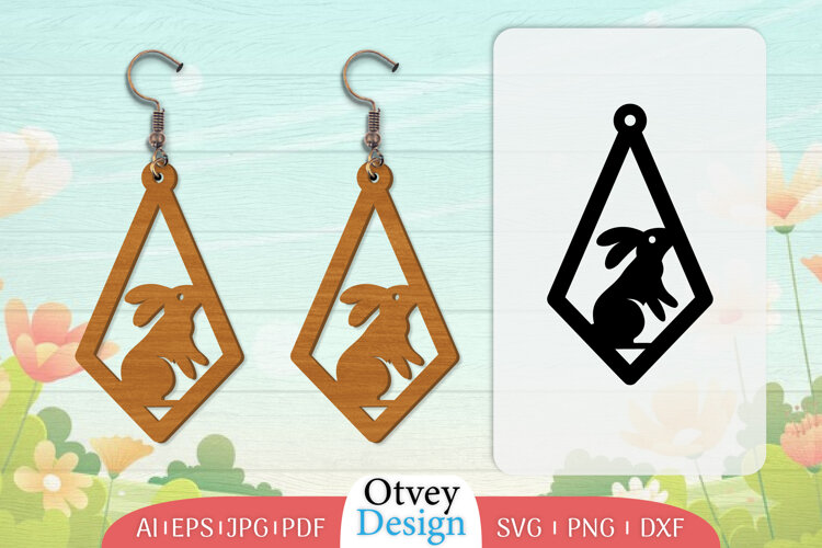 Earring Rabbit Lasercut | Happy Easter Lasercut example image 1