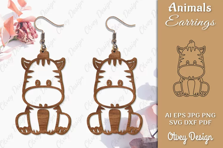 Zebras Animals Earrings Laser Cut