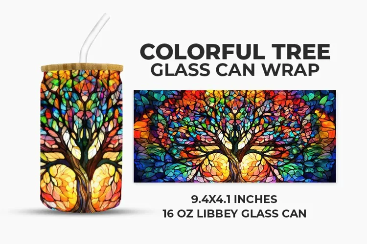 Colorful Tree Glass Can Wrap