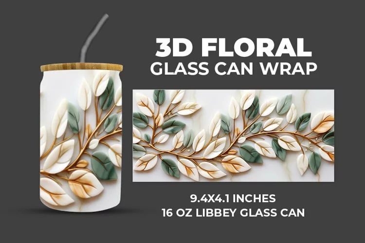 3D Floral Glass Can Wrap