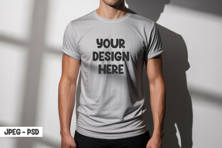 Light Grey T-Shirt PSD Mockup Front