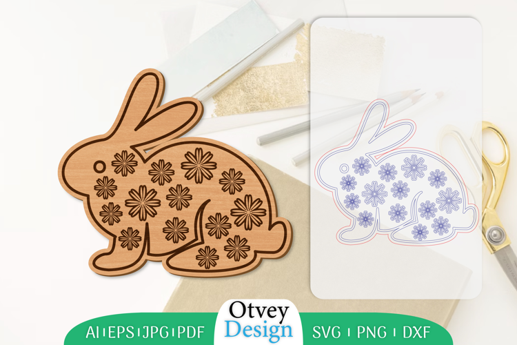 Bunny Flower Lasercut |Rabbit Lasercut File
