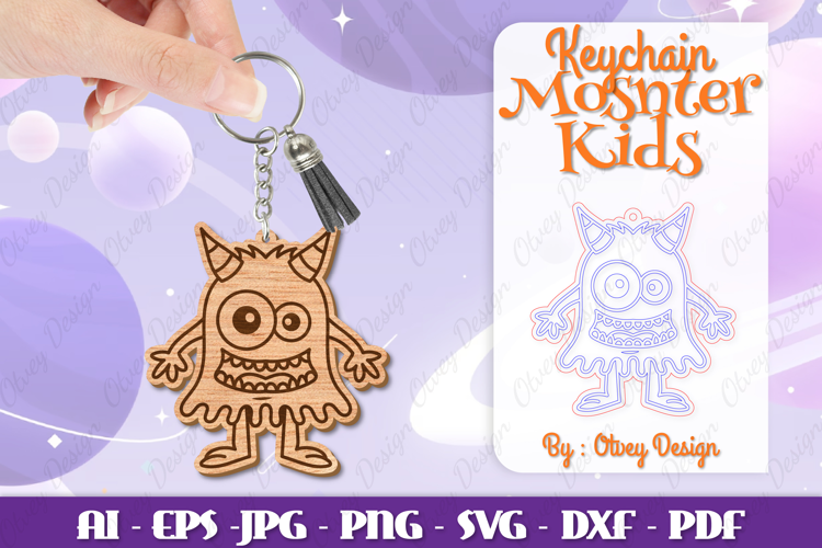 Monster Kids Keychain Lasercut