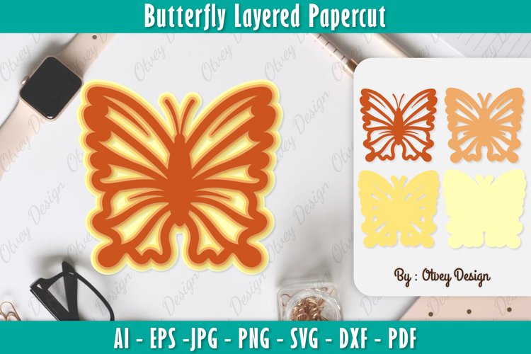 Butterfly Layered Papercut SVG