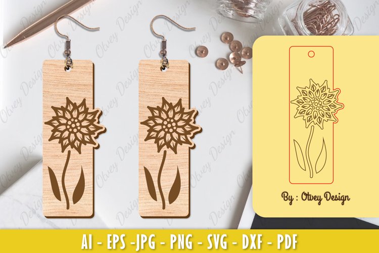 Flowers Earrings Laser Cut example image 1