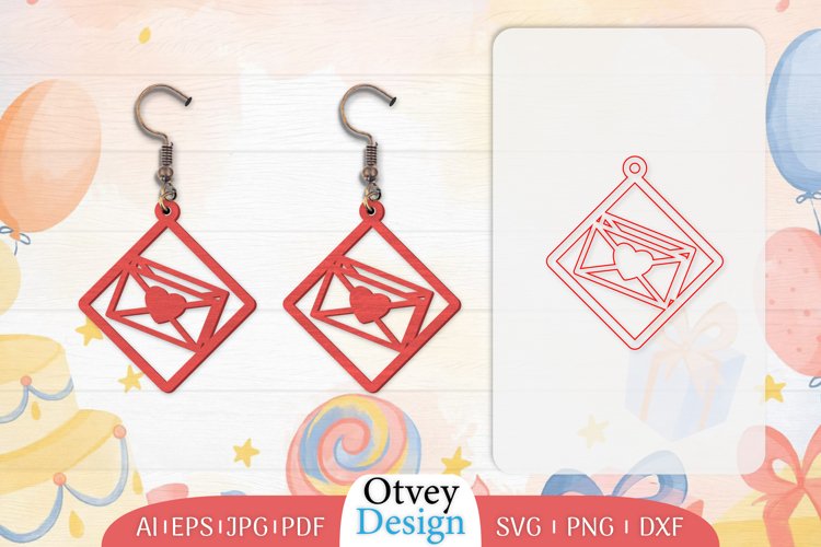 Earrings Valentine Lasercut, Earring Birthday Lasercut