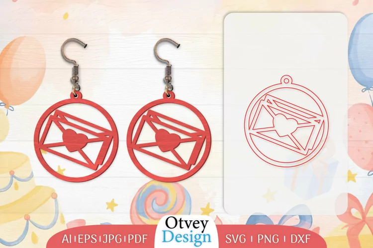 Earrings Valentine Lasercut, Earring Birthday Lasercut
