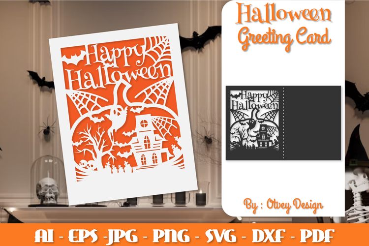 Greeting Card Halloween Scene SVG