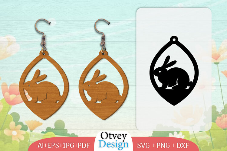 Earring Rabbit Lasercut | Happy Easter Lasercut example image 1