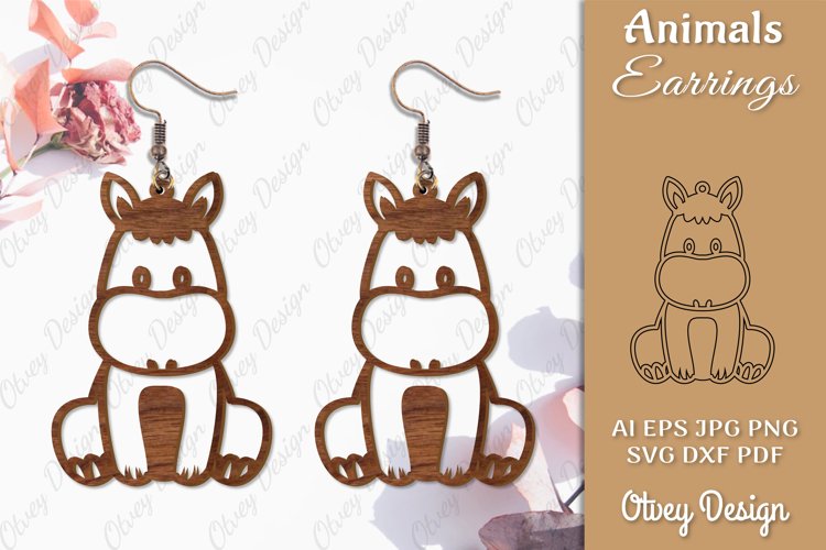 Horse Animals Earrings Laser Cut