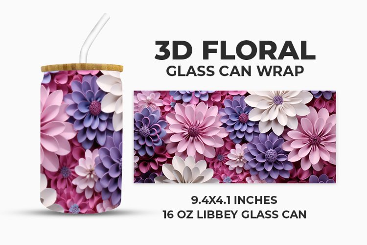 3D Floral Glass Can Wrap