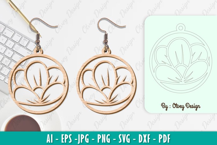 Flowers Earrings Laser Cut