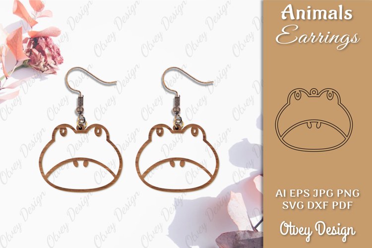 Head Animals Frog Earrings Laser Cut example image 1
