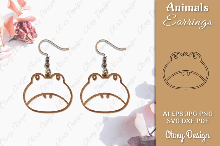 Head Animals Frog Earrings Laser Cut