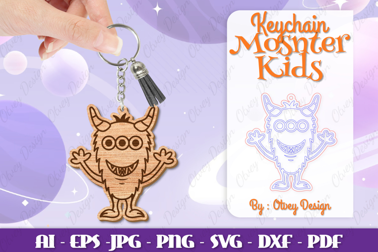 Monster Kids Keychain Lasercut