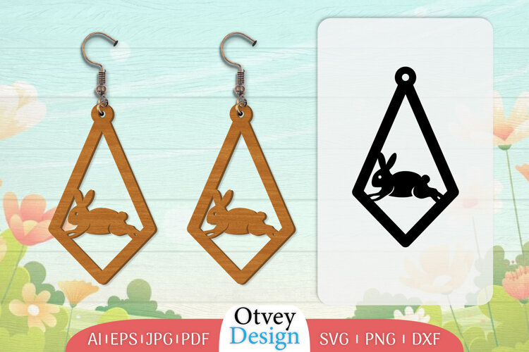 Earring Rabbit Lasercut | Happy Easter Lasercut example image 1