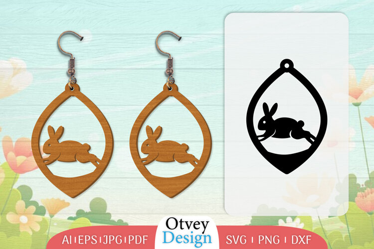 Earring Rabbit Lasercut | Happy Easter Lasercut example image 1