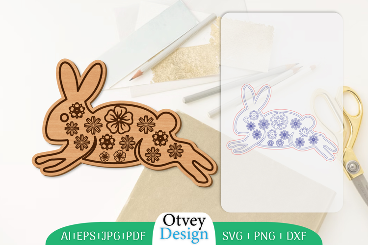 Bunny Flower Lasercut |Rabbit Lasercut File