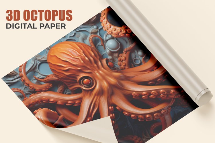3D Octopus Digital Paper example image 1